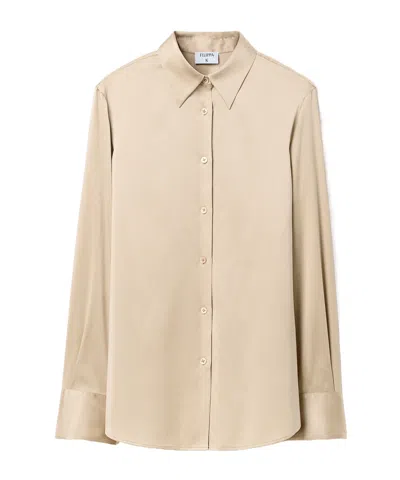 Filippa K Silk Button-up Shirt In Brown
