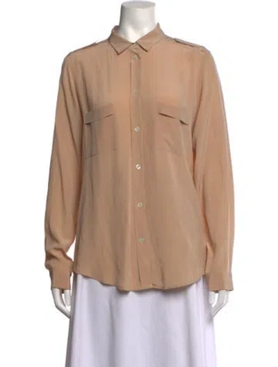 Pre-owned Filippa K Silk Long Sleeve Button-up Top In Neutrals