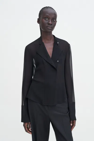 Filippa K Silk Placket Blouse In Black