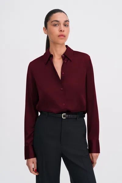 Filippa K Silk Shirt In Burgundy