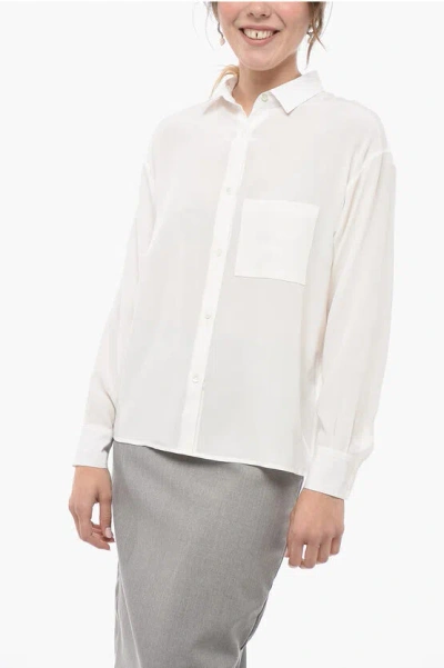 Filippa K Silk Shirt With Pocket In White