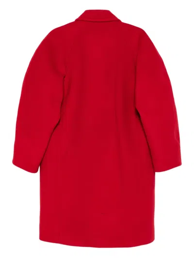 Filippa K Red Cocoon Coat With Frontal Buttons Closure In Purple