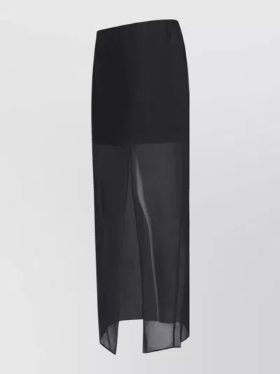 Filippa K Skirt Shorts Elastic Waistband Sheer Panel Slit In Black