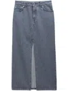 Filippa K Long Slit Denim Skirt In Blue
