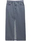 Filippa K Long Slit Denim Skirt In Grey
