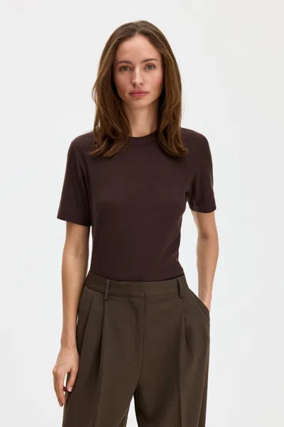 Filippa K Soft Rib Tee In Dark Chocolate