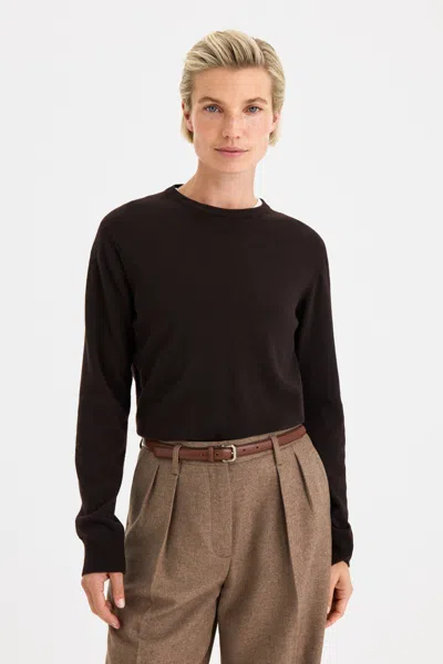 Filippa K Soft Wool Crewneck Sweater In Brown