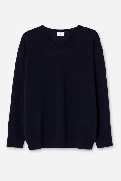 Filippa K Soft Wool V-neck Sweater In Blue