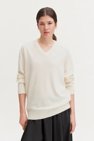 Filippa K - Soft Wool V-neck Sweater - Dame - Off-white - Xs - Oversized
