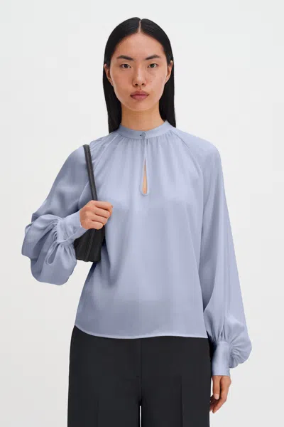 Filippa K Stand Collar Blouse In Blue