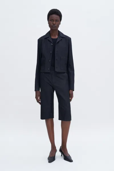 Filippa K Straight Cotton Linen Shorts In Black