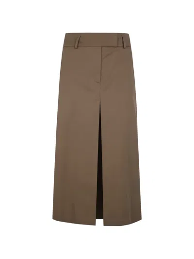 Filippa K Straight Midi Skirt In Brown