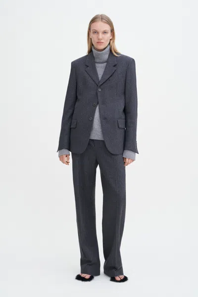Filippa K Straight Tailored Flannel Blazer In Grey