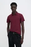 Filippa K Stretch Cotton Polo T-shirt In Burgundy