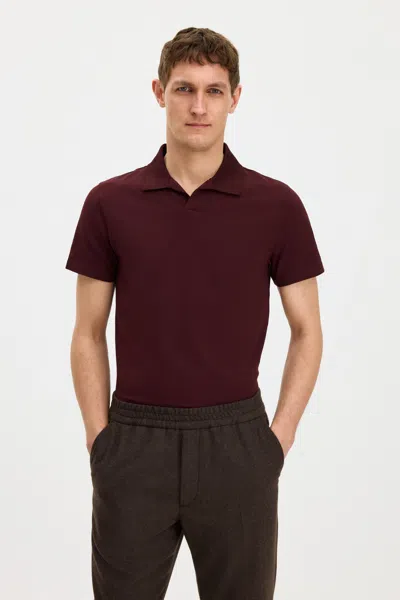 Filippa K Stretch Cotton Polo T-shirt In Burgundy
