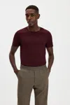 Filippa K Stretch Cotton Tee In Burgundy