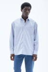 Filippa K Striped Cotton Poplin Shirt In Blue