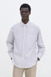 Filippa K Striped Cotton Poplin Shirt In Brown
