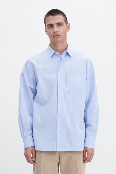 Filippa K Striped Cotton Poplin Shirt In Stripes,prints