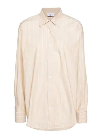 Filippa K Striped Cotton Shirt In Beige