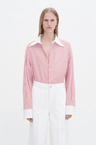 Filippa K Striped Cotton Shirt In White