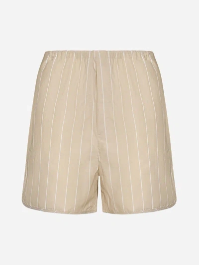 Filippa K Striped Organic-cotton Shorts In Beige,white