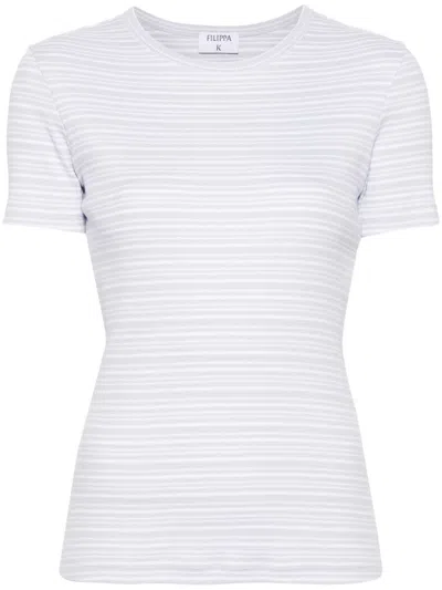 Filippa K Striped Cotton T-shirt In White