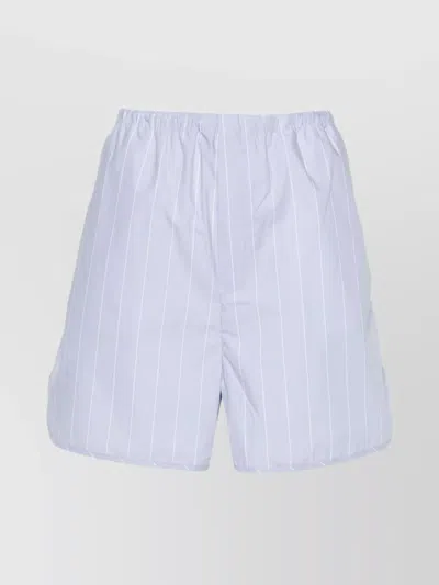 Filippa K Striped Drawstring Shorts Curved Hem In Blue