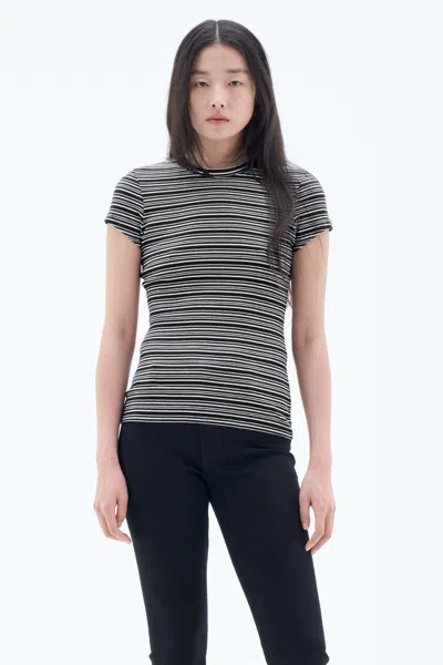 Filippa K Striped Fine-rib Organic-cotton T-shirt In White