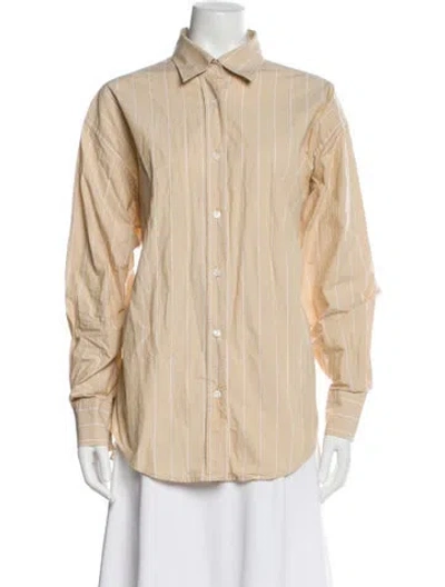 Pre-owned Filippa K Striped Long Sleeve Button-up Top In Neutral