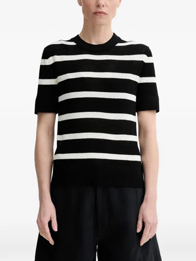 Filippa K Striped-pattern Short-sleeve T-shirt In Black