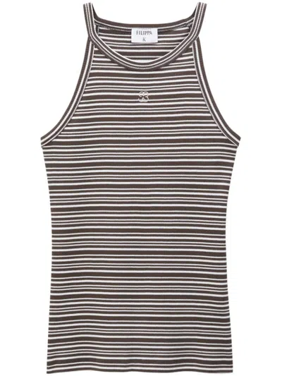 Filippa K Striped Tank Top In Dark_oak_w