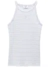 Filippa K Monogram-embroidered Striped Organic Cotton Tank Top