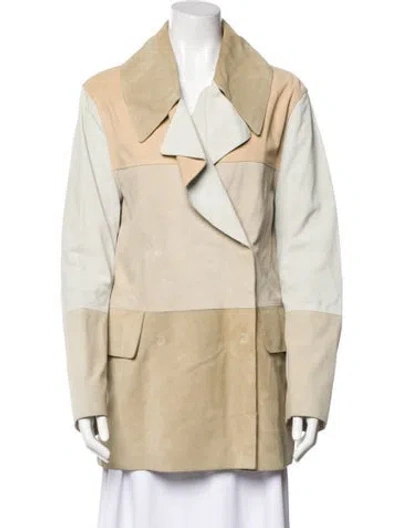 Pre-owned Filippa K Suede Colorblock Pattern Coat In Neutral