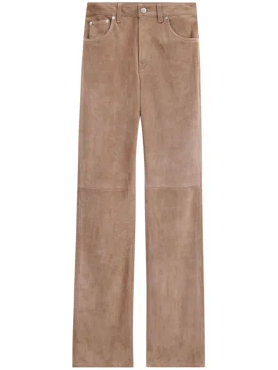 Filippa K Suede Five-pocket Trousers In 褐色