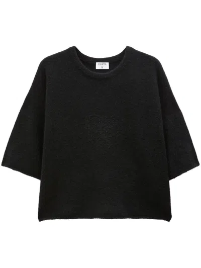 Filippa K Sweater In Brushed Wool Blend Black In Animal Print