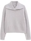 Filippa K Ribbed Collar Sweater In Beige/white