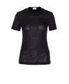 Filippa K Short Sleeve Sheer Crewneck Top In Black