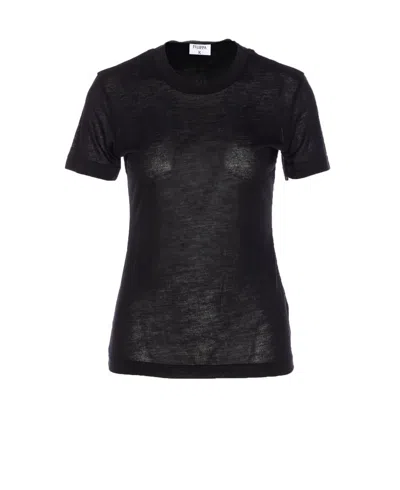 Filippa K Short Sleeve Sheer Crewneck Top In Black