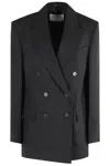 Filippa K Tailored Double-breasted Blazer With Peaked Lapel In Black