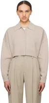 Filippa K Taupe Cropped Cardigan In 9983 Light Taupe Mel