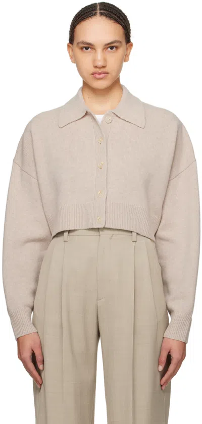 Filippa K Taupe Cropped Cardigan In 9983 Light Taupe Mel