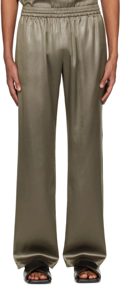 Filippa K Satin Straight-leg Track Pants In Green