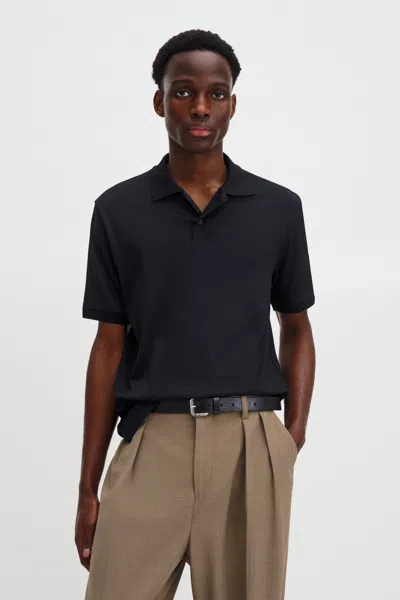 Filippa K Technical Cotton Polo Shirt In Black