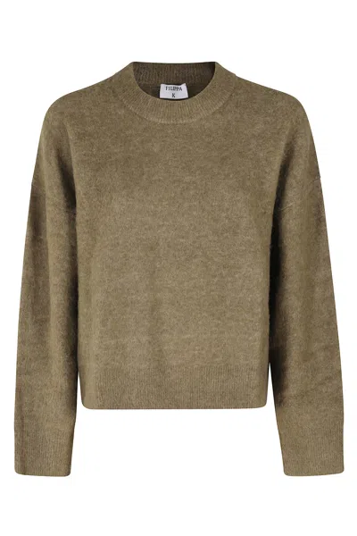 Filippa K Textured Green Alpaca Wool Blend Sweater In Brown