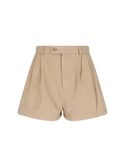 Filippa K High-waisted Straight Beige Cotton Shorts With Tailored Finish In Neutrals