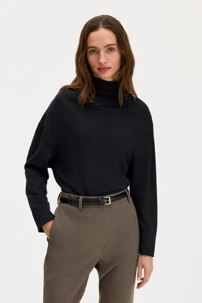 Filippa K Twisted Neck Top In Black