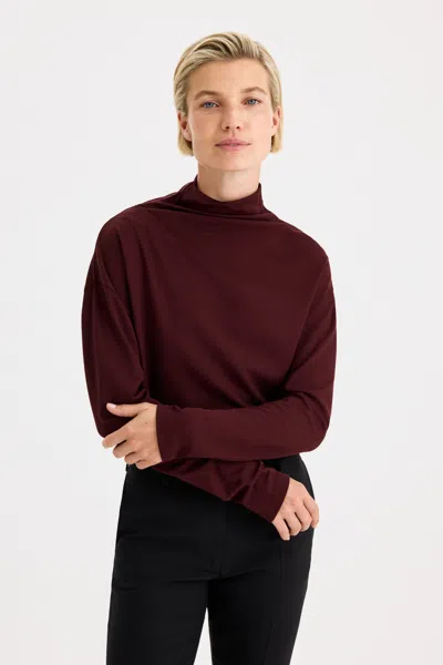 Filippa K Twisted Neck Top In Burgundy