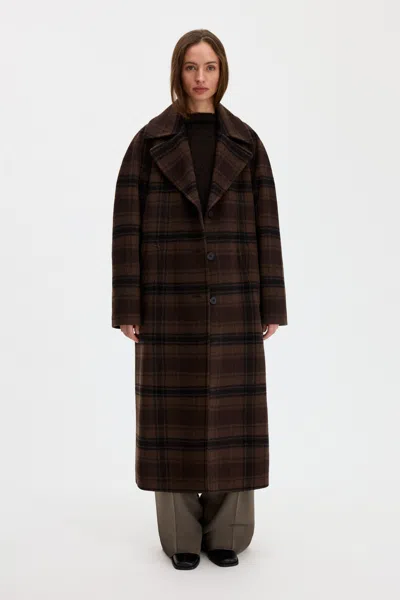 Filippa K Vanessa Vented Check Coat In Brown Check