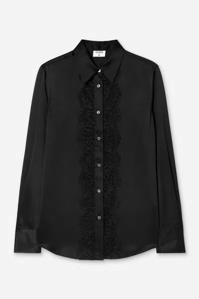 Filippa K Vertical Lace Detail Shirt In Black